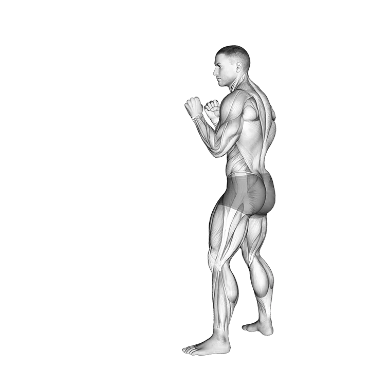 Spin Back Kick. Kickboxing exercise animation (Male)
