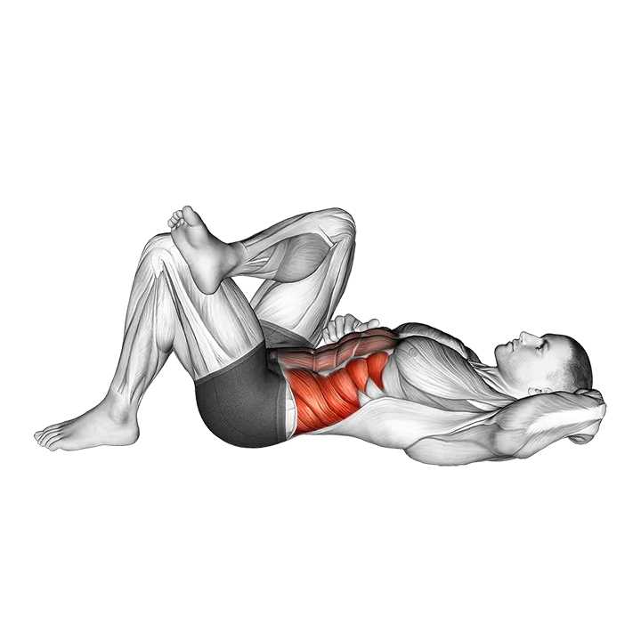 Lying Elbow to Knee exercise animation (Male)