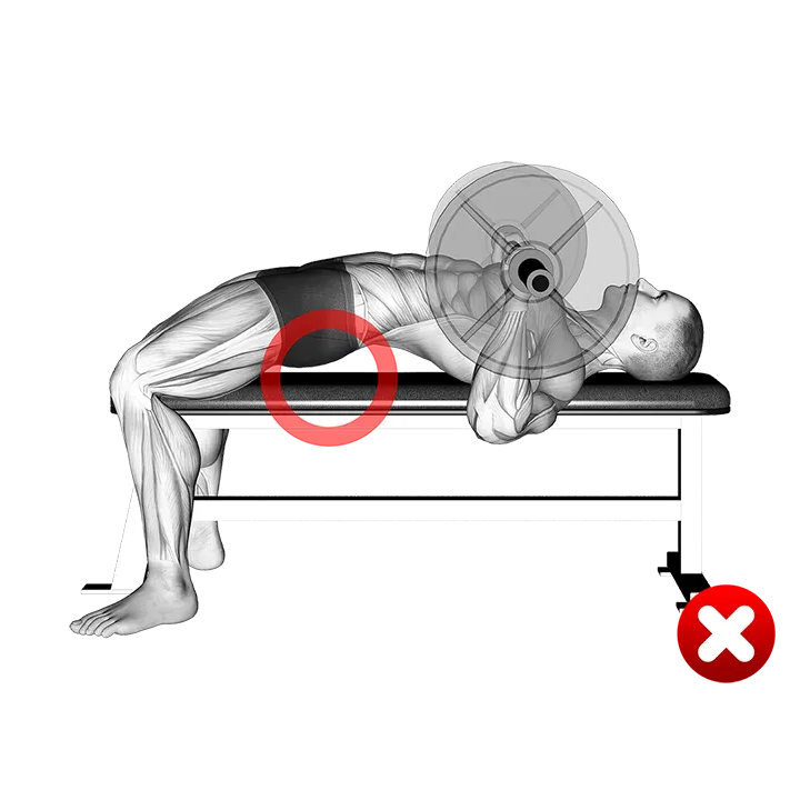 Chest Bench Press - Butt (WRONG-RIGHT) exercise animation (Male)