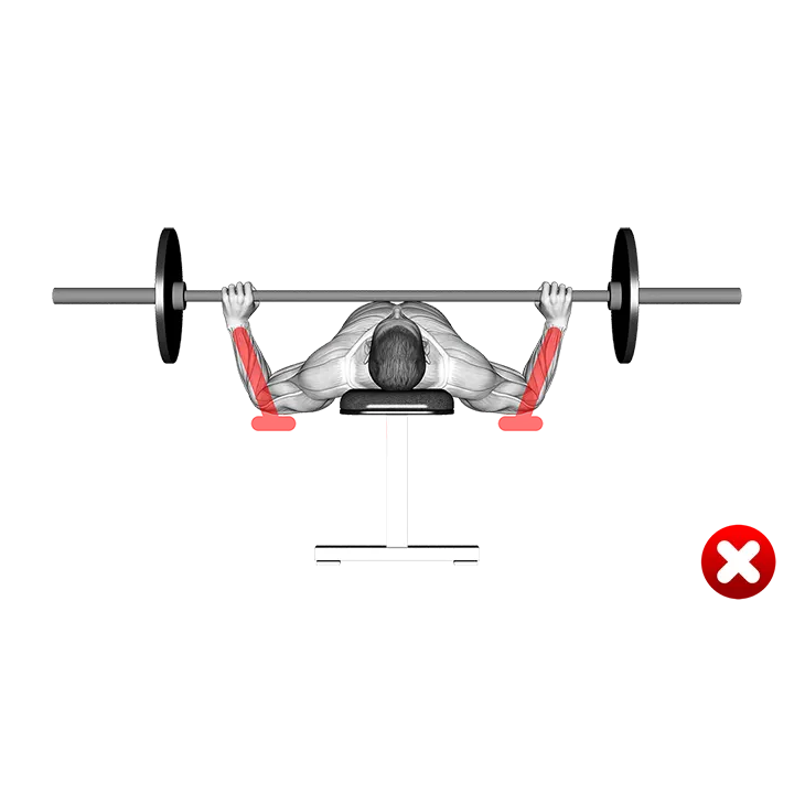Chest Bench Press - Grip Width (WRONG-RIGHT) exercise animation (Male)