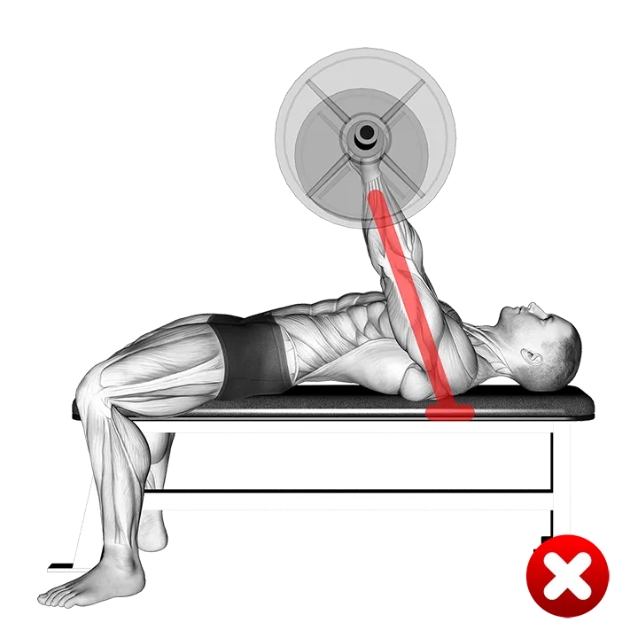 Chest Bench Press - Arms (WRONG-RIGHT) exercise animation (Male)