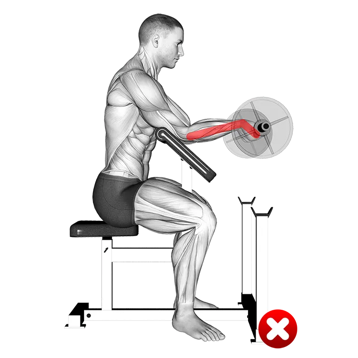 Preacher Curl - Wrists (WRONG-RIGHT) exercise animation (Male)