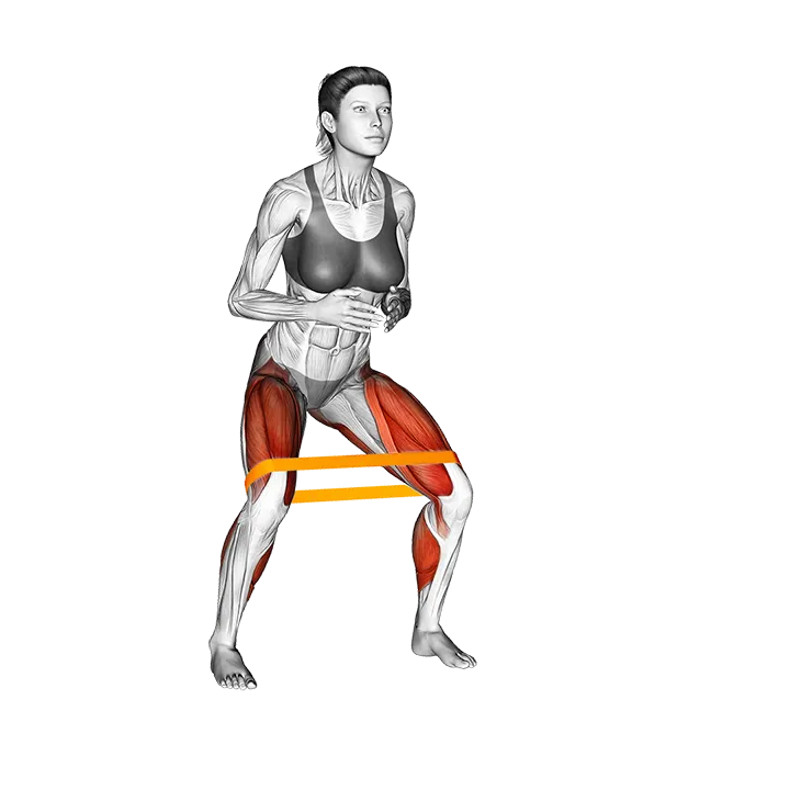 Resistance Band Duck Walk exercise animation (Female)