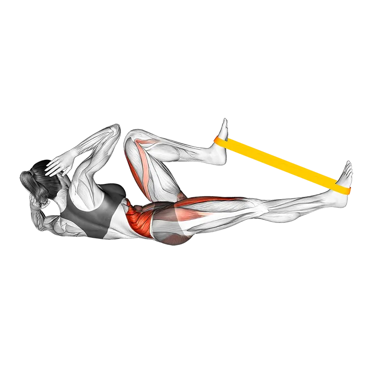 Resistance Band Air Bike exercise animation (Mujer)