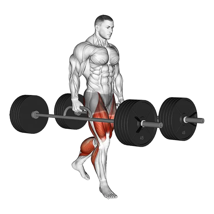 StrongMan Barbell Farmers Walk exercise animation (Male)