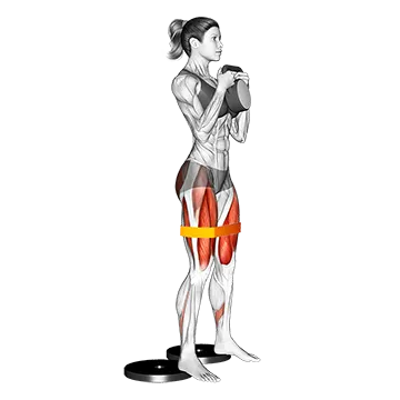 Kettlebell Resistance Band Full Squat from Deficit