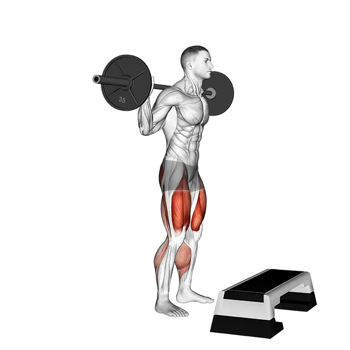 Barbell Squat Jump Step Rear Lunge exercise animation (Male)