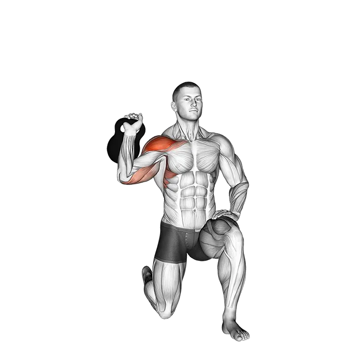 Kettlebell Half Kneeling Shoulder Press exercise animation (Male)