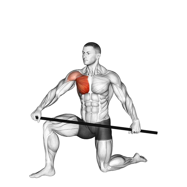 Half Kneeling PVC Pec Mobilization Stretch exercise animation (Männlich)