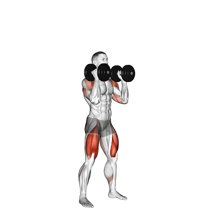Dumbbell Thruster exercise animation (Male)
