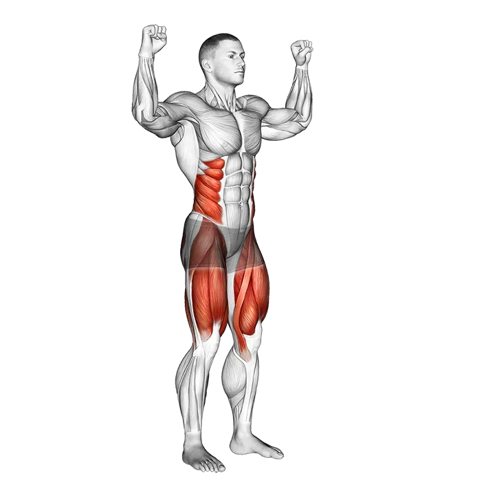 Elbow To Knee Twists exercise animation (Male)
