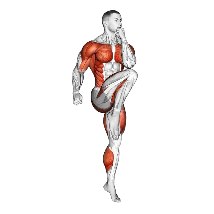 High Knee Skips exercise animation (Male)