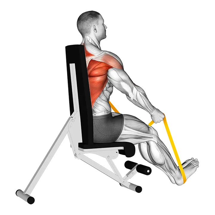 Resistance Band Seated Straight Back Row exercise animation (Male)