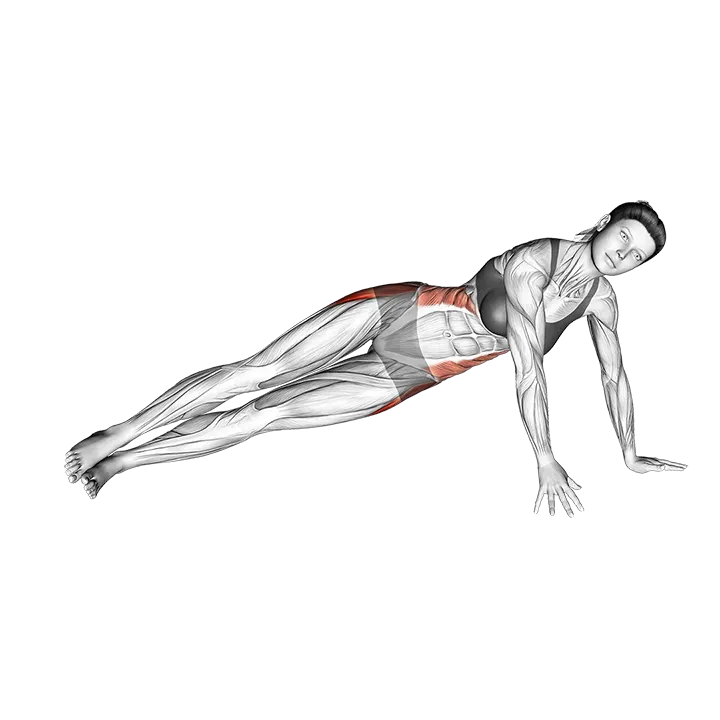 Side Plank Leg raise exercise animation (Mujer)