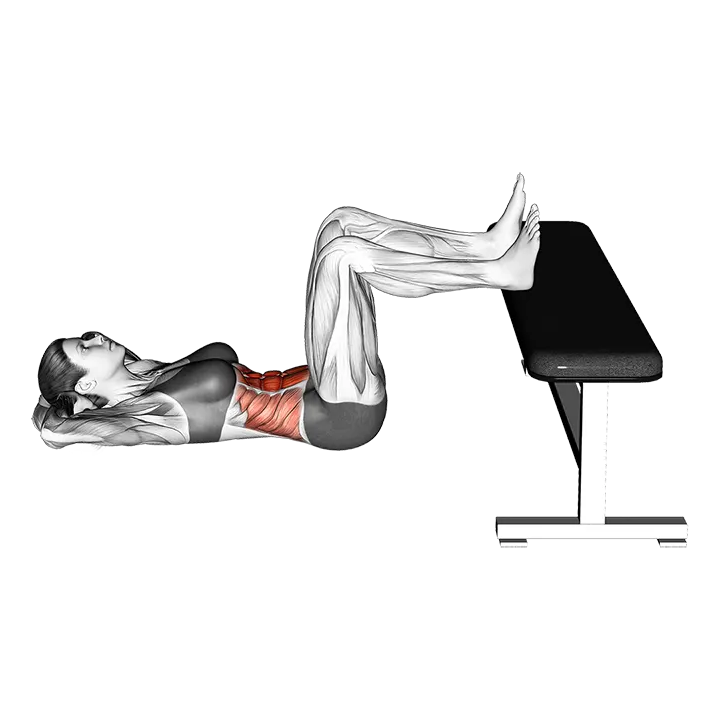 Floor Crunch Feet on Bench exercise animation (Female)