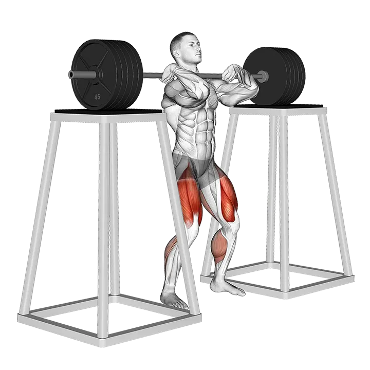 Barbell Front Squat (from blocks) exercise animation (Male)