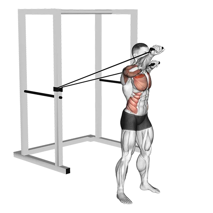 Band Alternate Incline Chest Press with Twist exercise animation (Male)