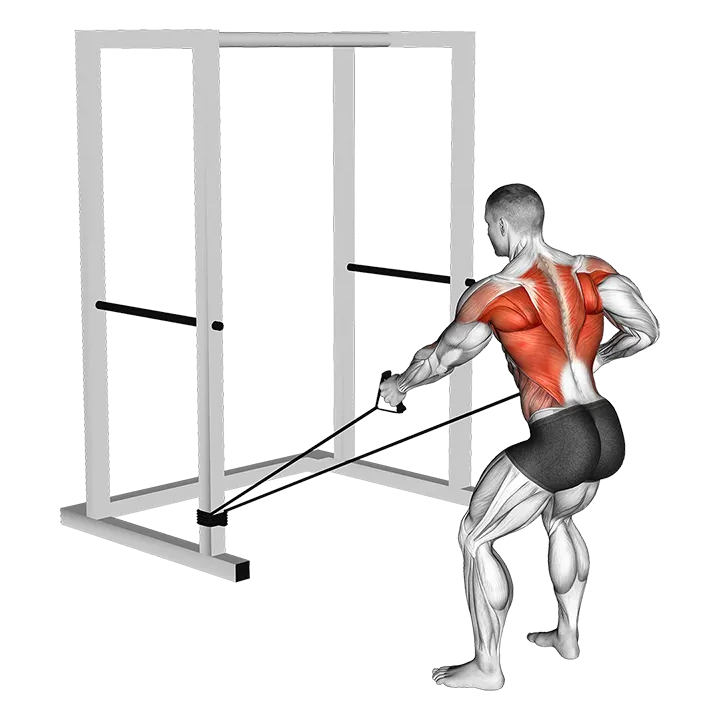 Band Alternate Low Row wtih Twist exercise animation (Male)
