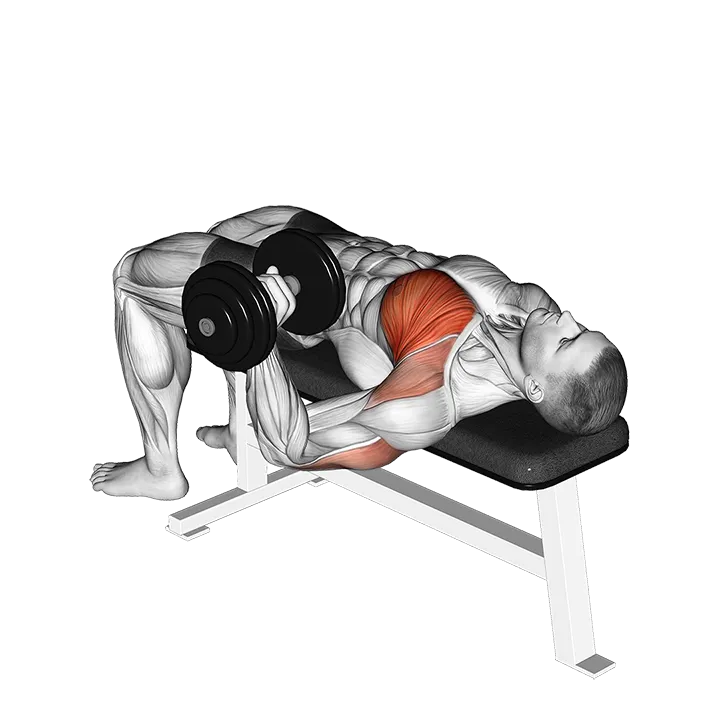 Dumbbell One Arm Wide-Grip Bench Press exercise animation (Male)