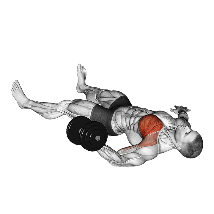 Dumbbell One Arm Floor Fly exercise animation (Male)