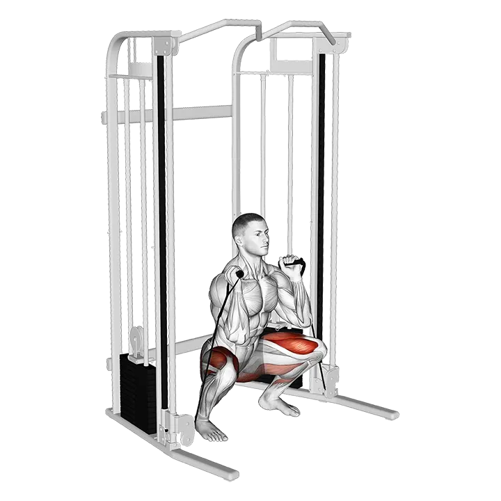Cable Front Squat exercise animation (Male)