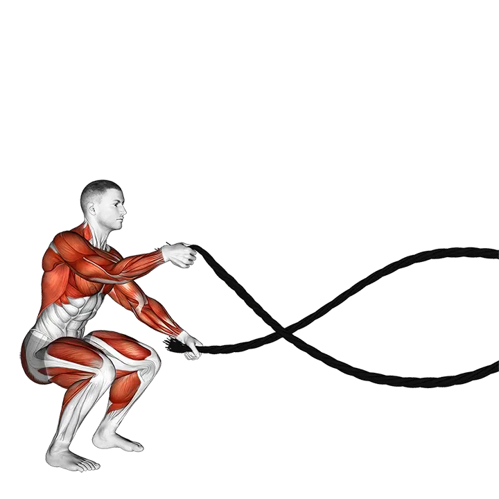 Battling Ropes Alternate Arms Jump Squat exercise animation (Male)