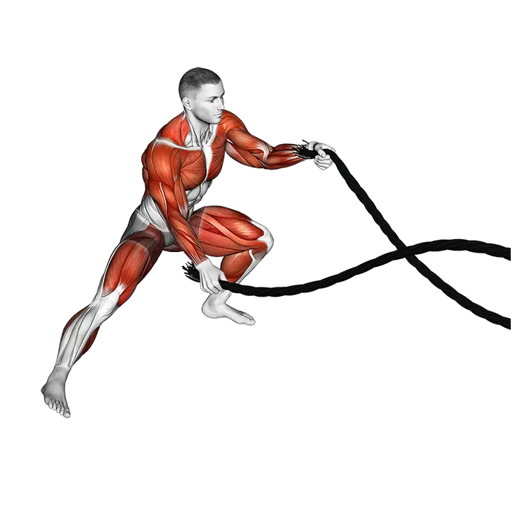 Battling Ropes Alternate Arms Side Lunge exercise animation (Male)