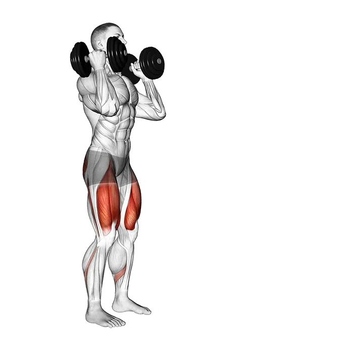 Dumbbell Front Rack Lunge exercise animation (Hombre)