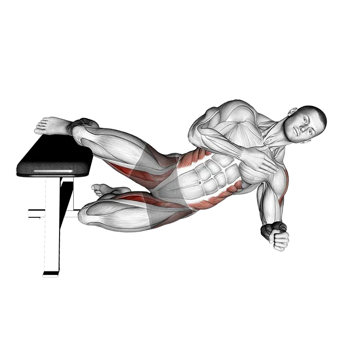 Side Plank Hip Adduction (bent knee) exercise animation (Male)