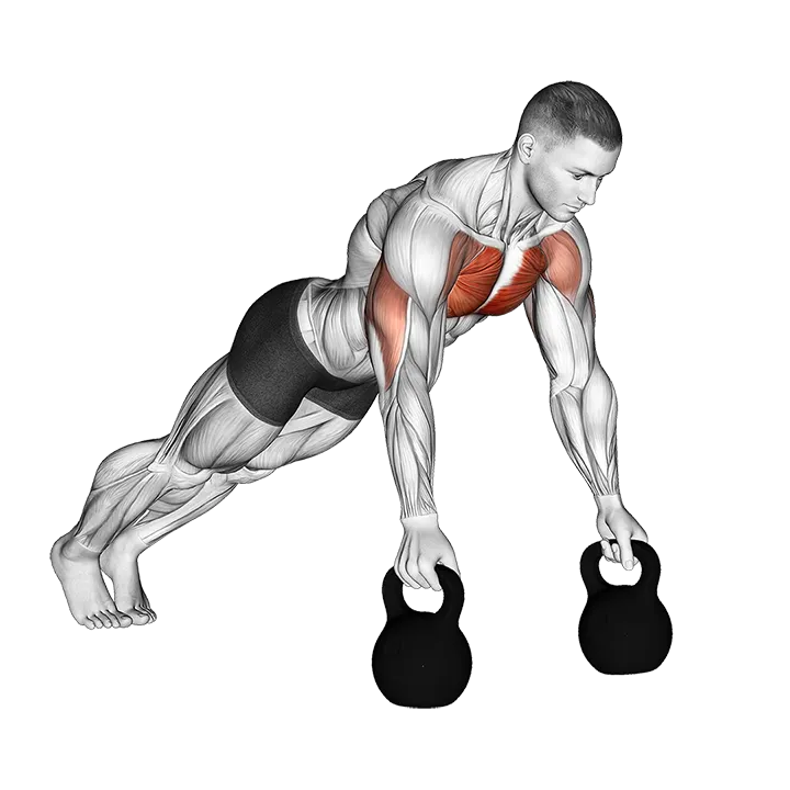 Kettlebell Deep Push-Up exercise animation (Male)