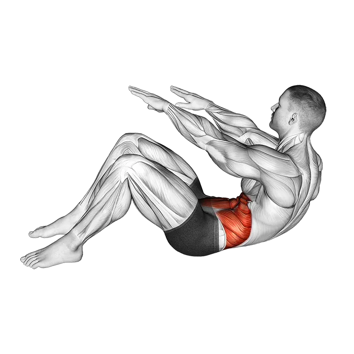 Twisting Crunch (Straight Arms) exercise animation (Male)