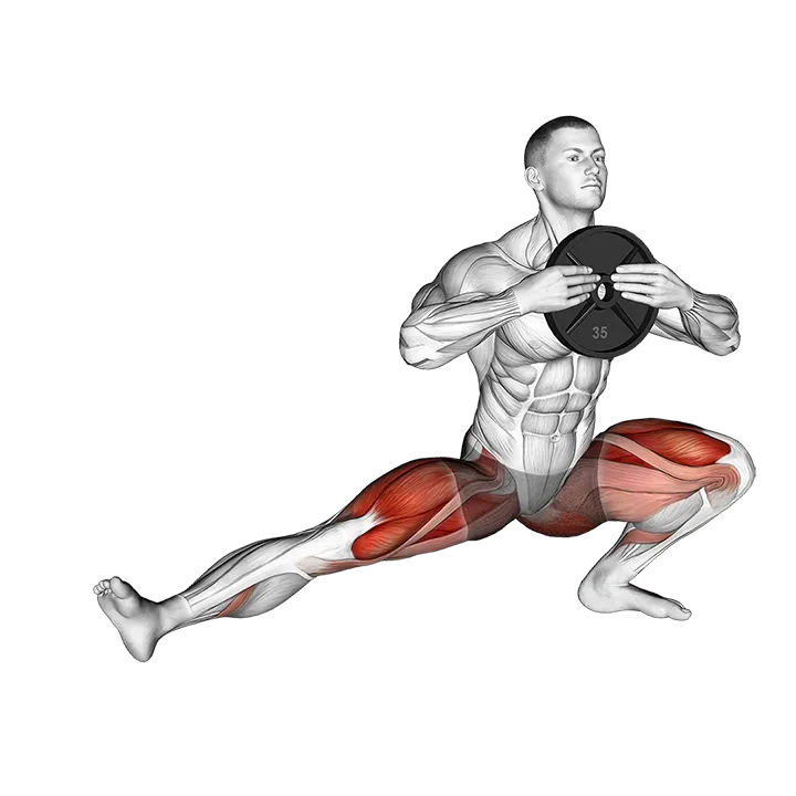 Weighted Cossack Squats exercise animation (Male)