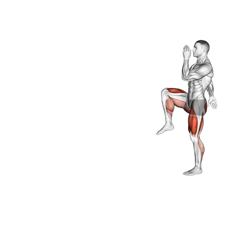 Walking High Knees Lunge exercise animation (Male)