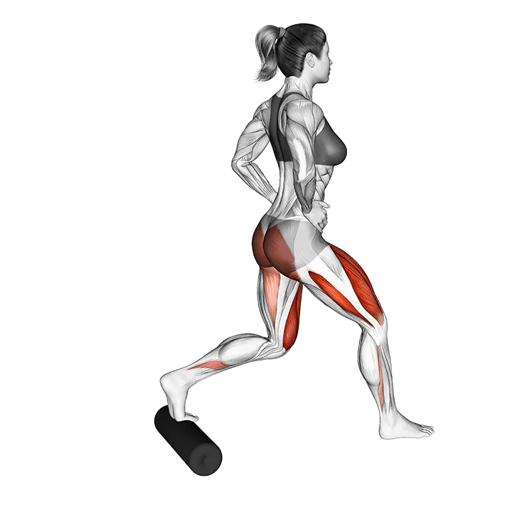 Split Squat with Roll exercise animation (Female)