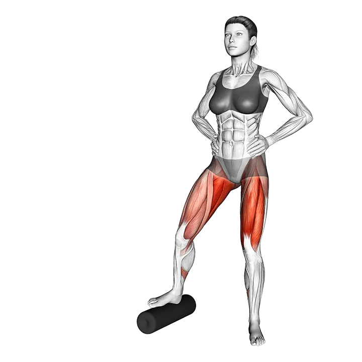 Split Lateral Squat with Roll exercise animation (Female)