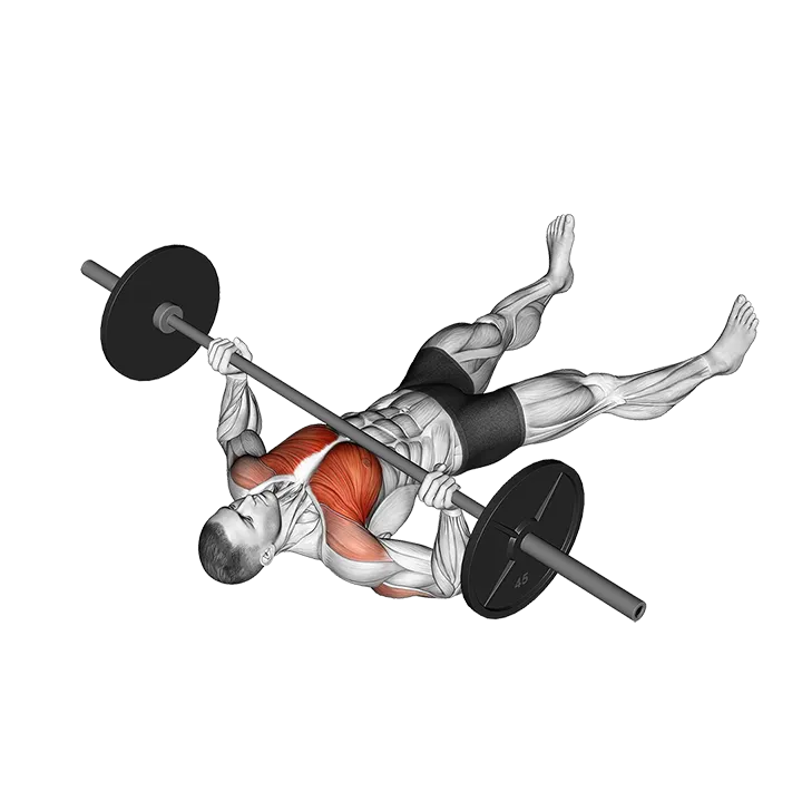 Barbell Floor Chest Press exercise animation (Hombre)