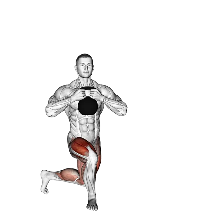 Kettlebell Gobelt Curtsey Lunge exercise animation (Male)