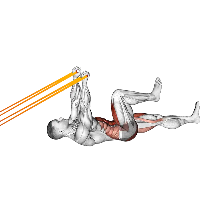 Resistance Band Upper Body Lying Air Bike exercise animation (Male)