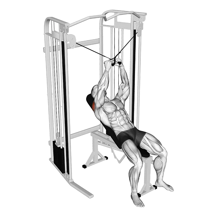 Cable Incline Cross Rear Fly exercise animation (Male)