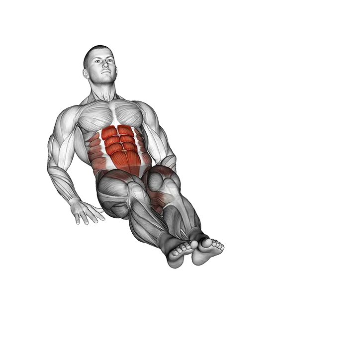 Seated 8 Leg Crunch exercise animation (Male)