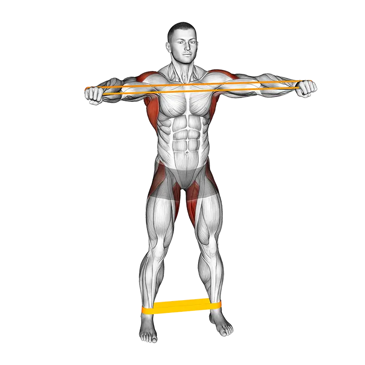 Resistance Band Standing Front Warming-up exercise animation (Male)