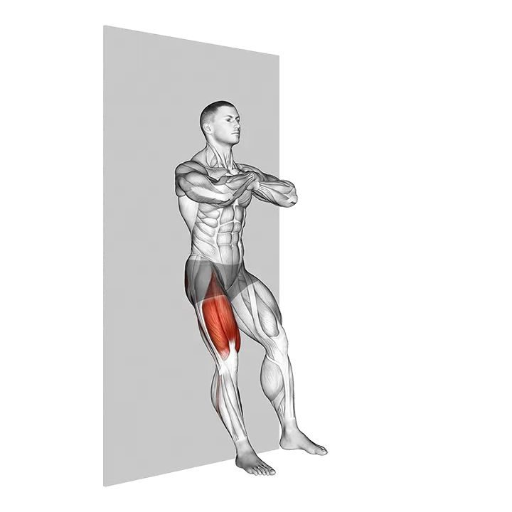 Bodyweight Single Leg Wall Squat exercise animation (Male)