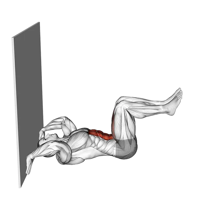 Wall Press Heel Tap exercise animation (Male)