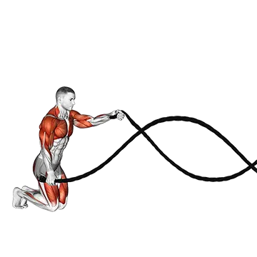 Battling Ropes Alternating Waves with Kneeling Get-Up