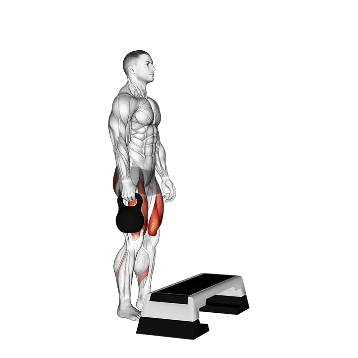 Kettlebell Single Leg Step Up exercise animation (Male)