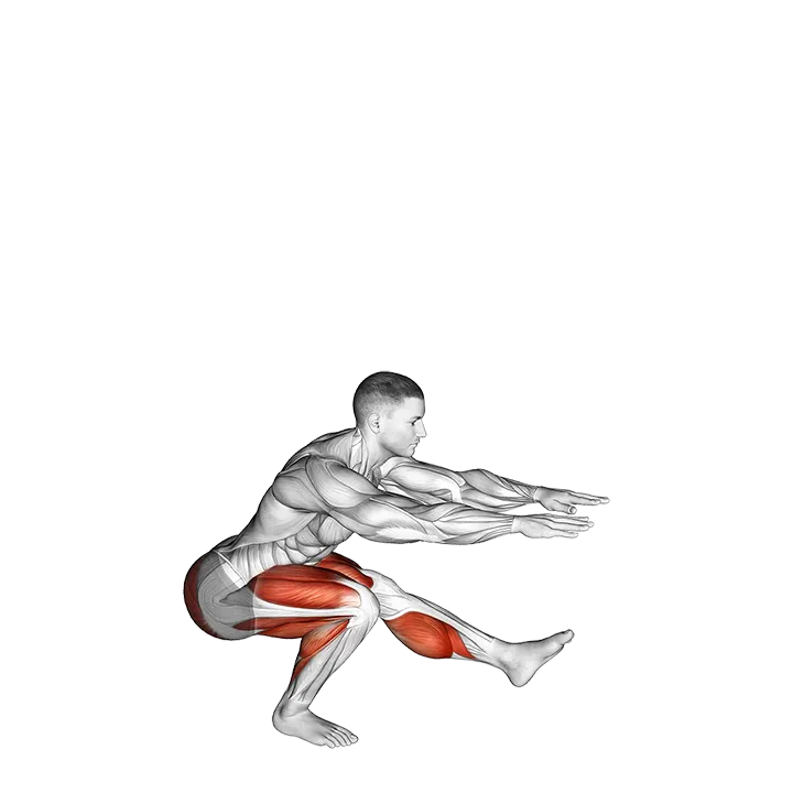 Jumping Pistol Squat exercise animation (Male)