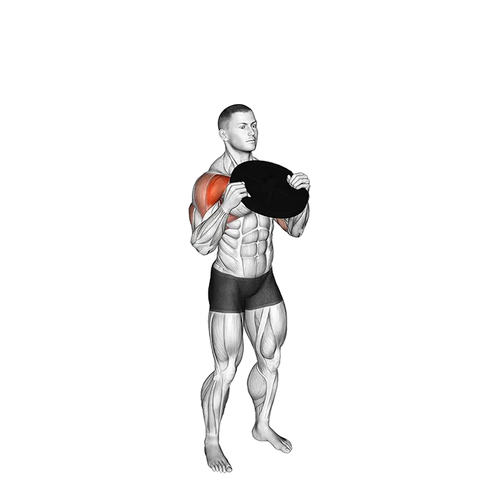 Weighted Standing Shoulder Press exercise animation (Male)