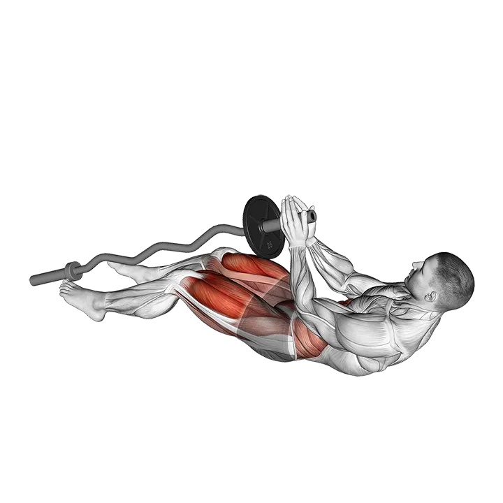 EZ-Bar Legs Side Pull-In Sit-up exercise animation (Männlich)