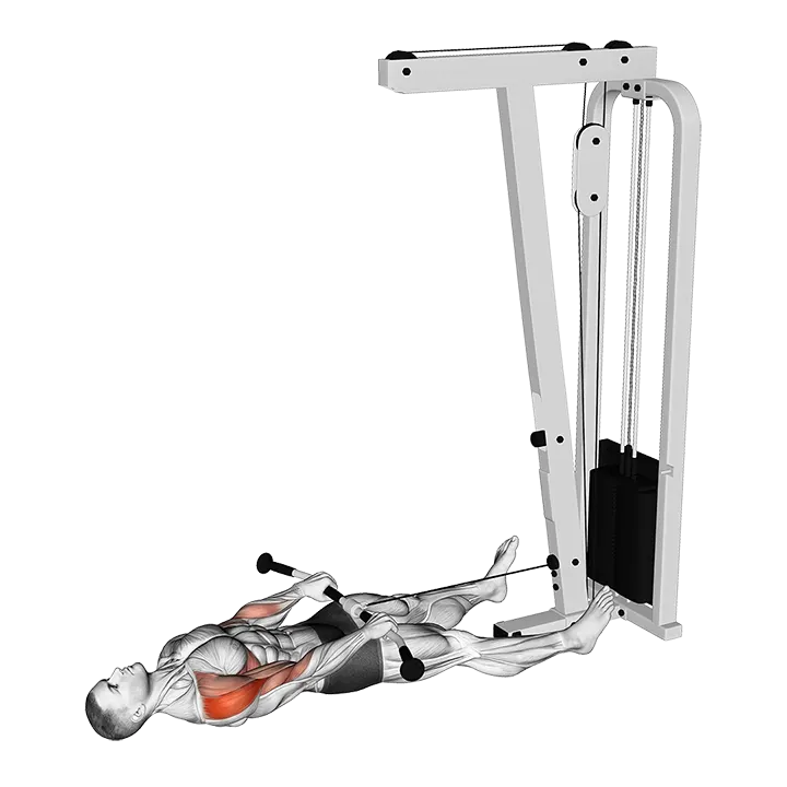 Cable Lying Upright Row exercise animation (Male)