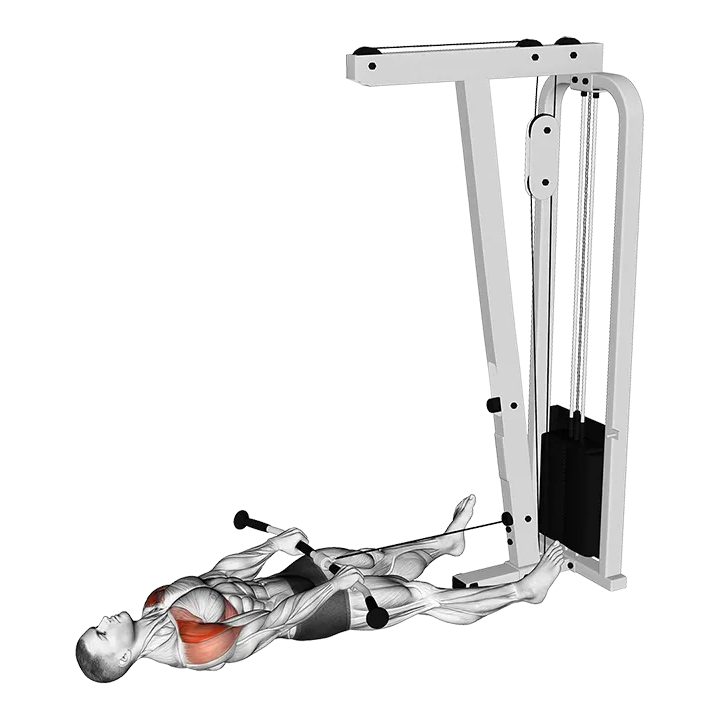 Cable Lying Front Raise exercise animation (Male)